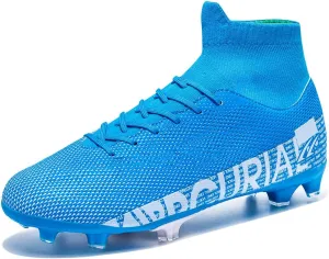 Football Cleats Men, Indoor Outdoor High Top Soccer Shoes Lightweight Shock Resistant Training Boots Breathable Professional Turf Shoes Sport Athletic Ground Football Boots FG Soccer Cleats for Men