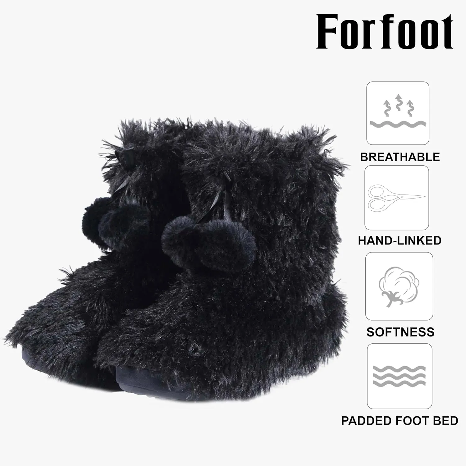 Forfoot Slippers Womens Indoor Slipper Boots for Ladies Girls with Knitted Upper and Bow