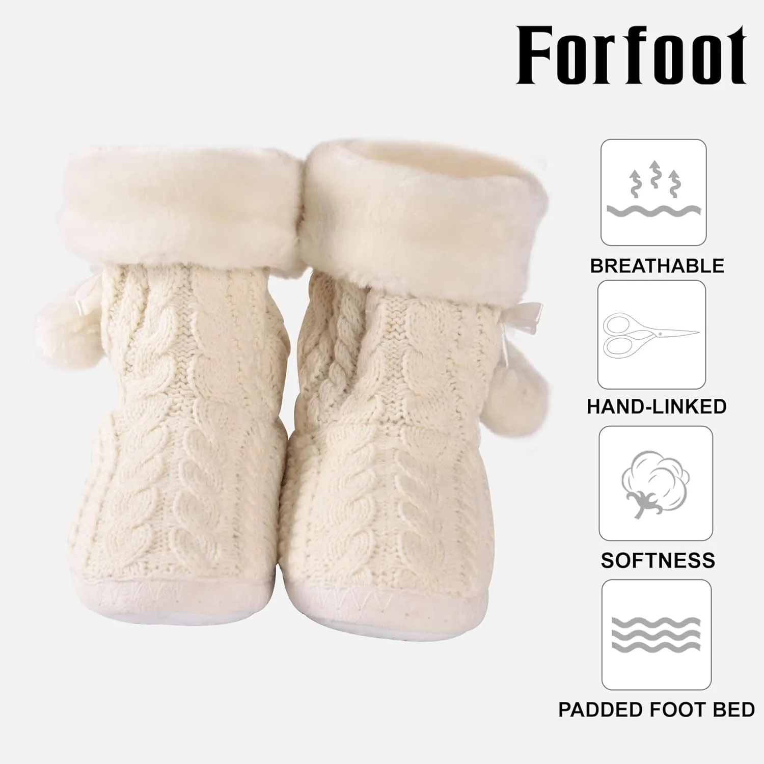 Forfoot Slippers Womens Indoor Slipper Boots for Ladies Girls with Knitted Upper and Bow
