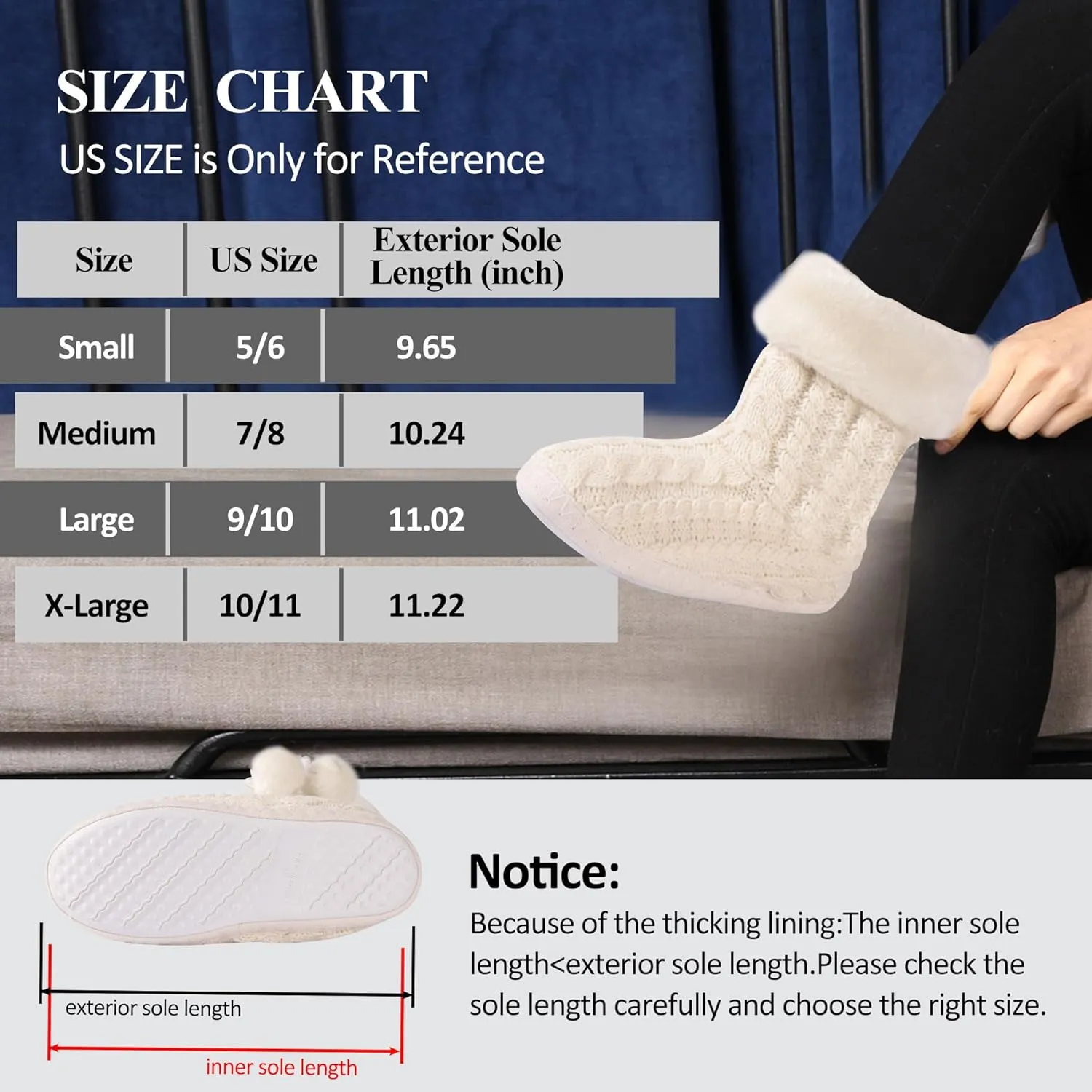 Forfoot Slippers Womens Indoor Slipper Boots for Ladies Girls with Knitted Upper and Bow