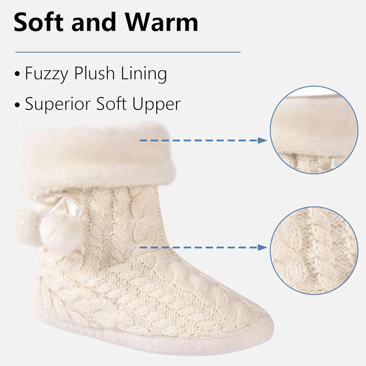 Forfoot Slippers Womens Indoor Slipper Boots for Ladies Girls with Knitted Upper and Bow