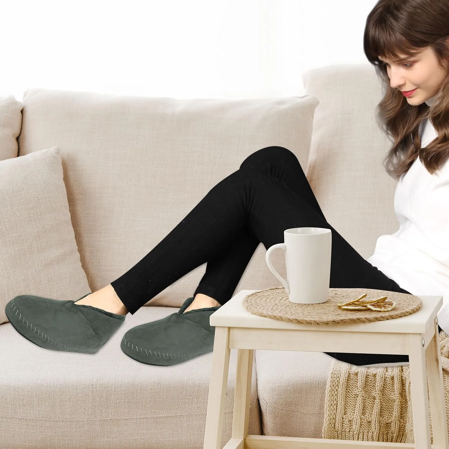 Forfoot Women's Bootie Slippers Plush Non Slip Slip on Indoor Boots House Shoes