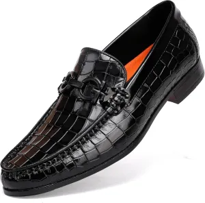 Formal Leather Men's Dress Loafer Classic Crocodile Printed Slip-on Penny Loafers Business Premium Shoes for Men