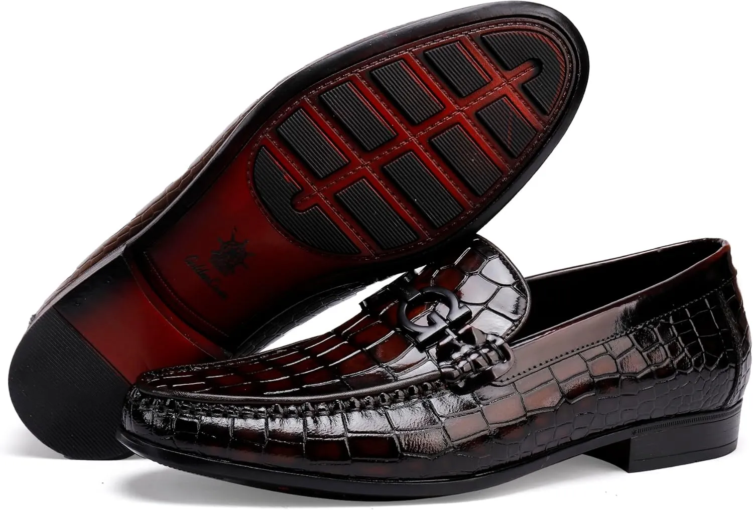Formal Leather Men's Dress Loafer Classic Crocodile Printed Slip-on Penny Loafers Business Premium Shoes for Men