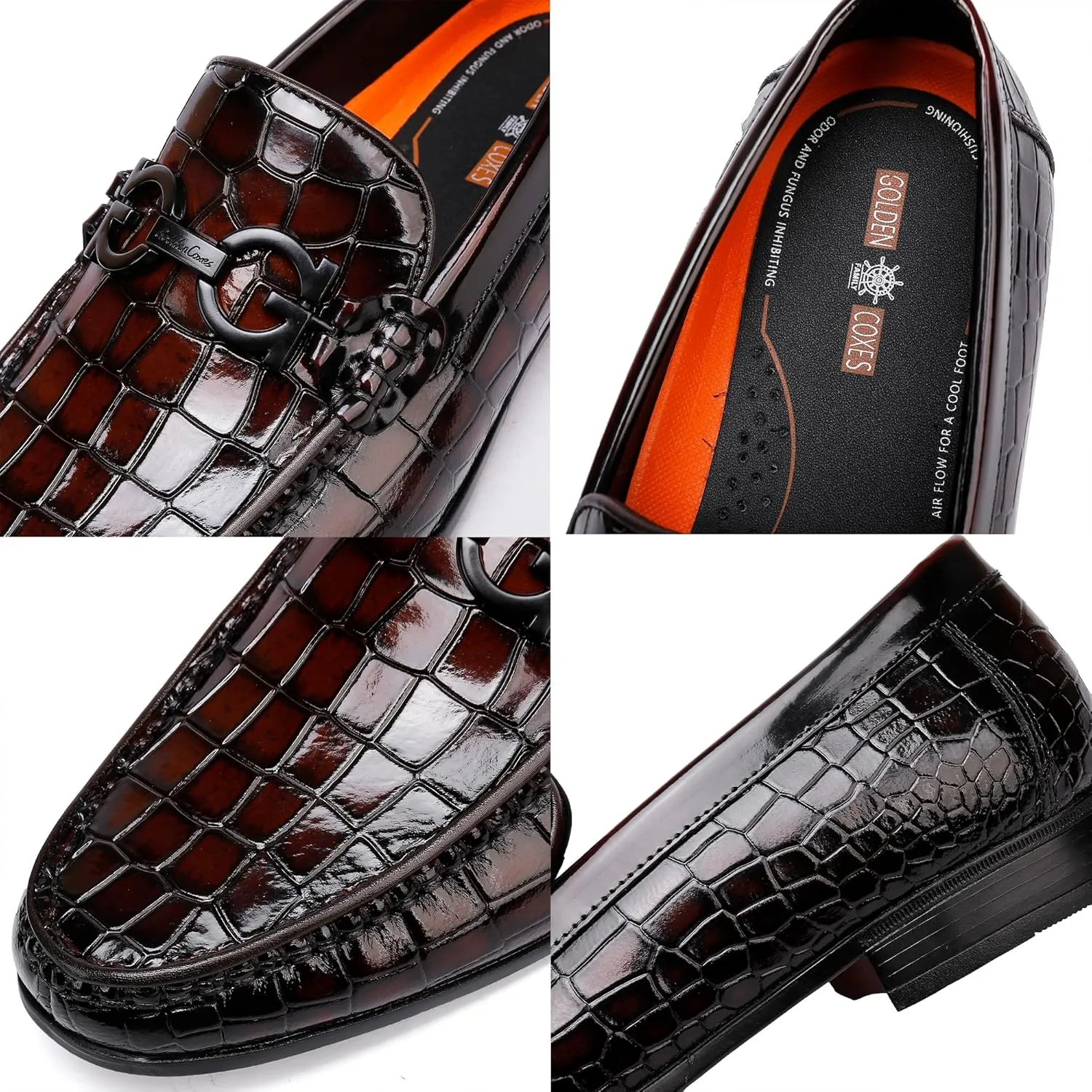 Formal Leather Men's Dress Loafer Classic Crocodile Printed Slip-on Penny Loafers Business Premium Shoes for Men