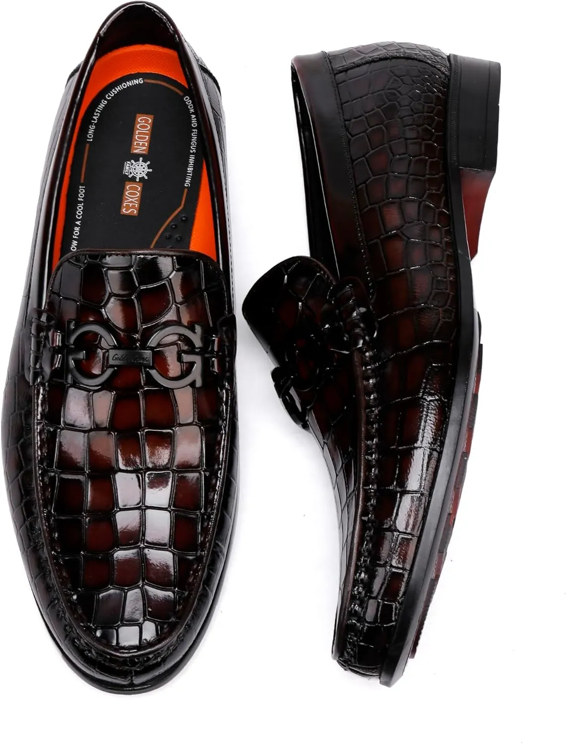 Formal Leather Men's Dress Loafer Classic Crocodile Printed Slip-on Penny Loafers Business Premium Shoes for Men