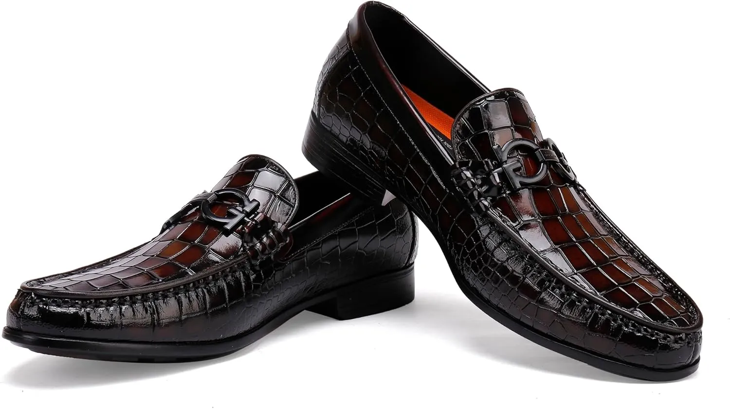 Formal Leather Men's Dress Loafer Classic Crocodile Printed Slip-on Penny Loafers Business Premium Shoes for Men