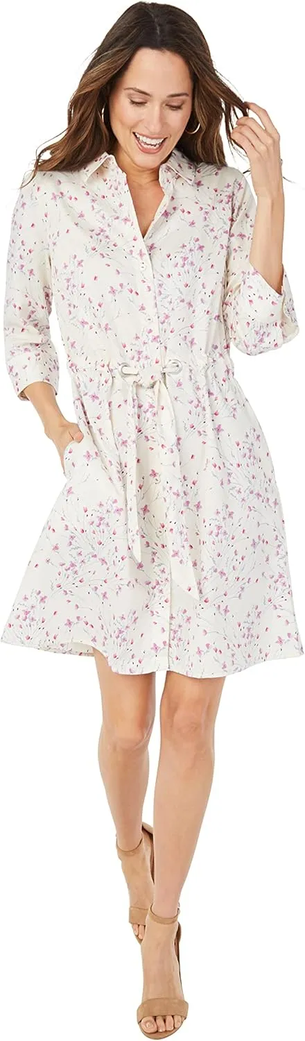 Foxcroft Women's Plus Size Nicolette 3/4 Sleeve Breezy Floral Dress