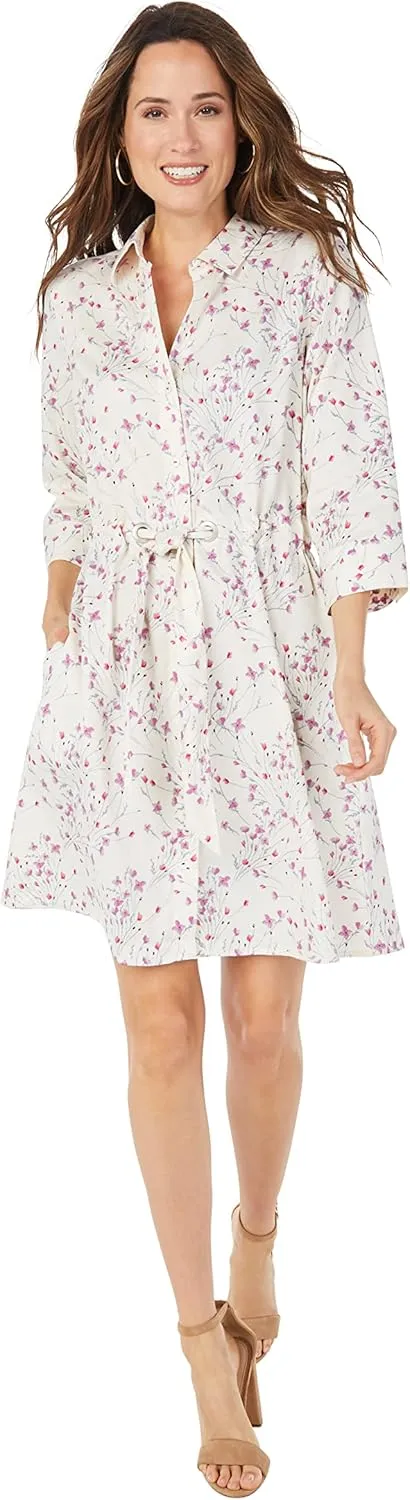 Foxcroft Women's Plus Size Nicolette 3/4 Sleeve Breezy Floral Dress