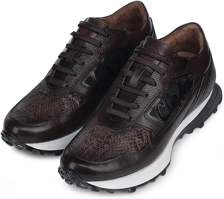 FRANCO CUADRA Men's Sneakers in Genuine Python Leather Brown