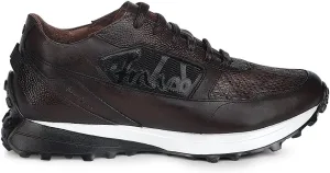FRANCO CUADRA Men's Sneakers in Genuine Python Leather Brown