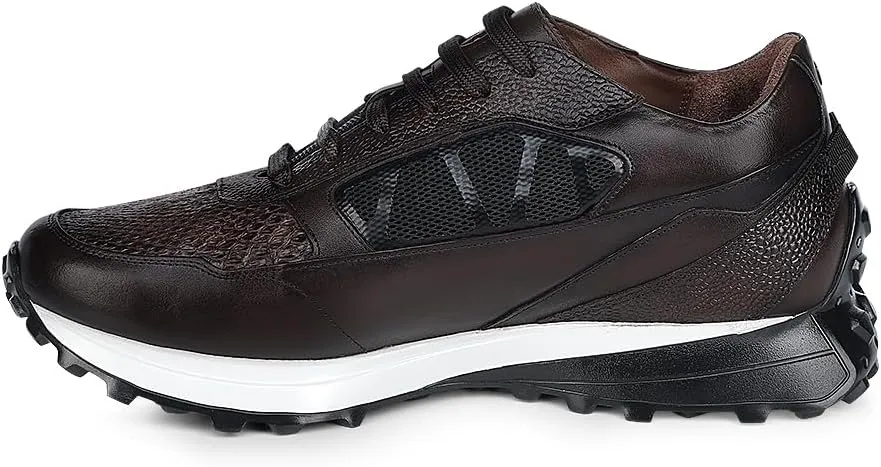 FRANCO CUADRA Men's Sneakers in Genuine Python Leather Brown