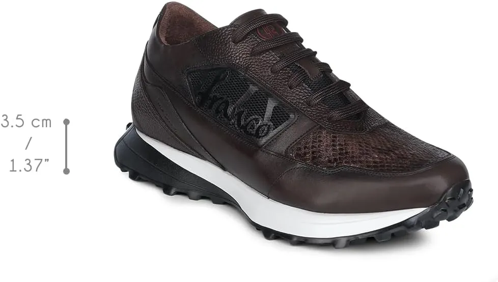 FRANCO CUADRA Men's Sneakers in Genuine Python Leather Brown