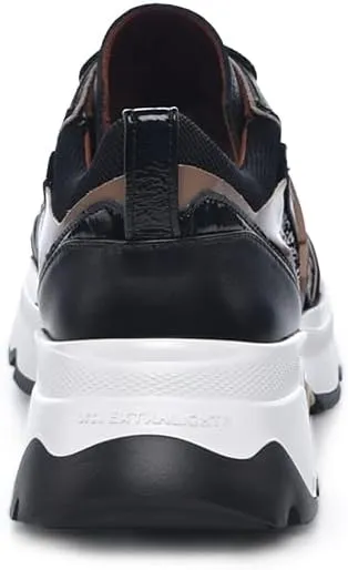 FRANCO CUADRA Women's Sneakers in Genuine Python and Bovine Leather A02PBTS Black