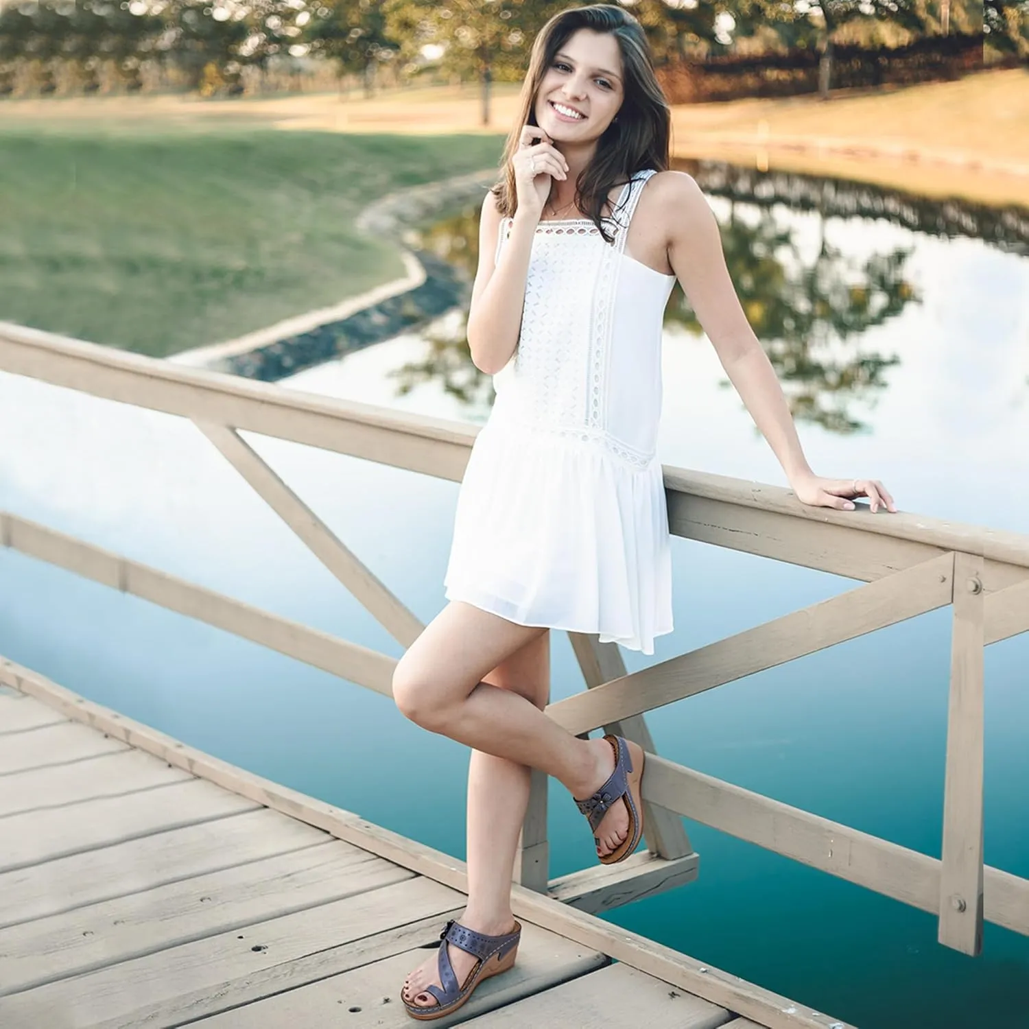 FUDYNMALC Sandals Women Wedge Shoes: Comfortable Womens Orthopedic Sandal Dressy Summer Flip Flops Fashion Walking Wedges with Adjustable