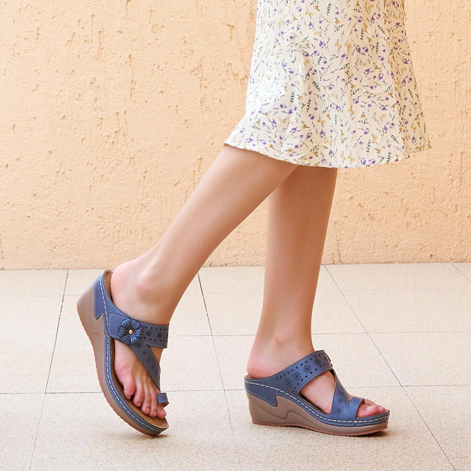 FUDYNMALC Sandals Women Wedge Shoes: Comfortable Womens Orthopedic Sandal Dressy Summer Flip Flops Fashion Walking Wedges with Adjustable