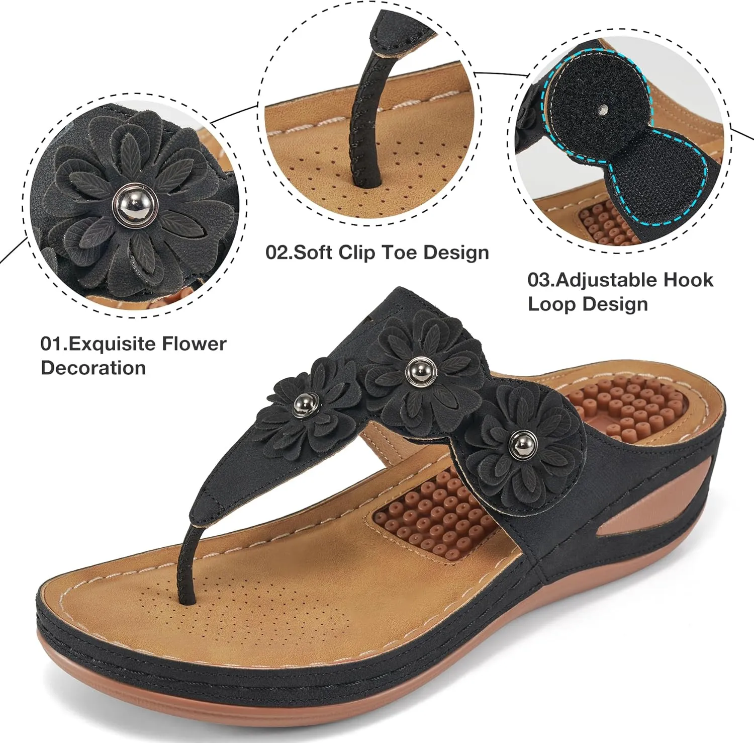 FUDYNMALC Sandals Women Wedge Shoes: Summer Dressy Flip Flops Comfortable Orthopedic Platform Footwear Casual Walking Wedges