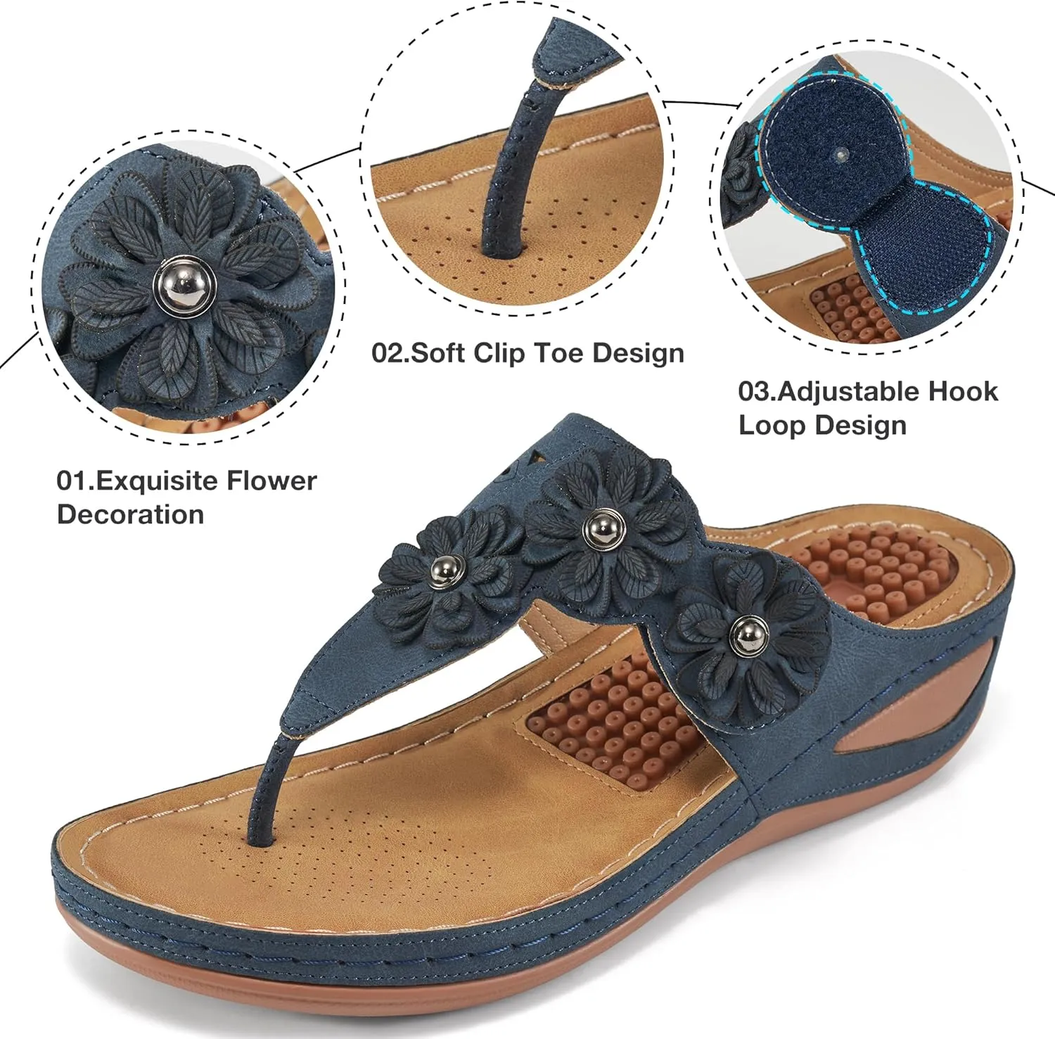 FUDYNMALC Sandals Women Wedge Shoes: Summer Dressy Flip Flops Comfortable Orthopedic Platform Footwear Casual Walking Wedges