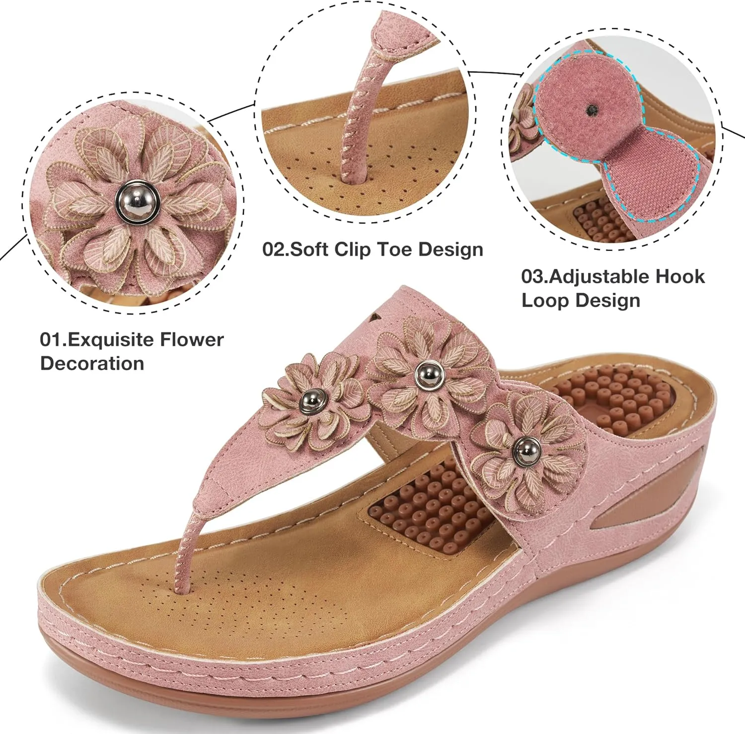 FUDYNMALC Sandals Women Wedge Shoes: Summer Dressy Flip Flops Comfortable Orthopedic Platform Footwear Casual Walking Wedges