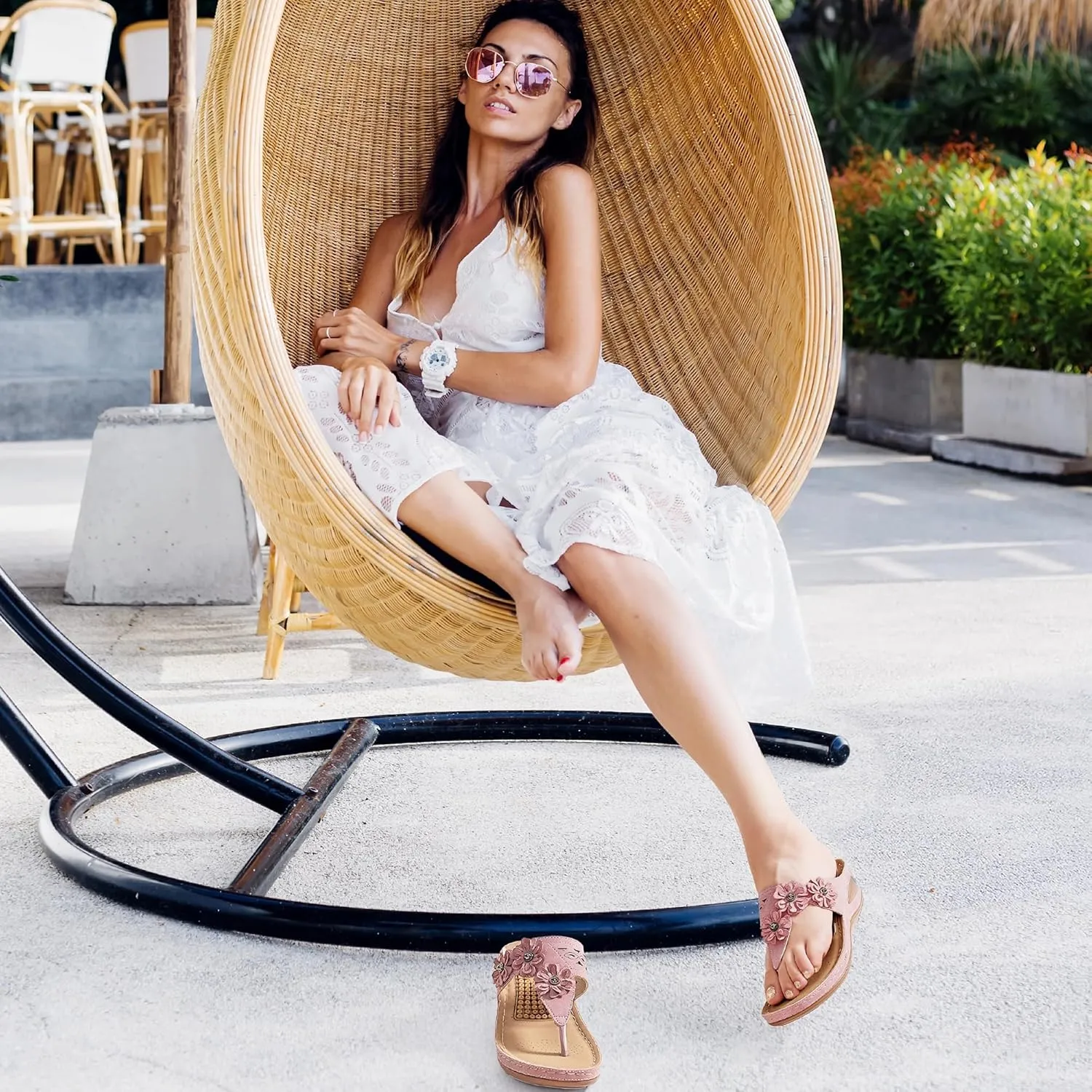 FUDYNMALC Sandals Women Wedge Shoes: Summer Dressy Flip Flops Comfortable Orthopedic Platform Footwear Casual Walking Wedges