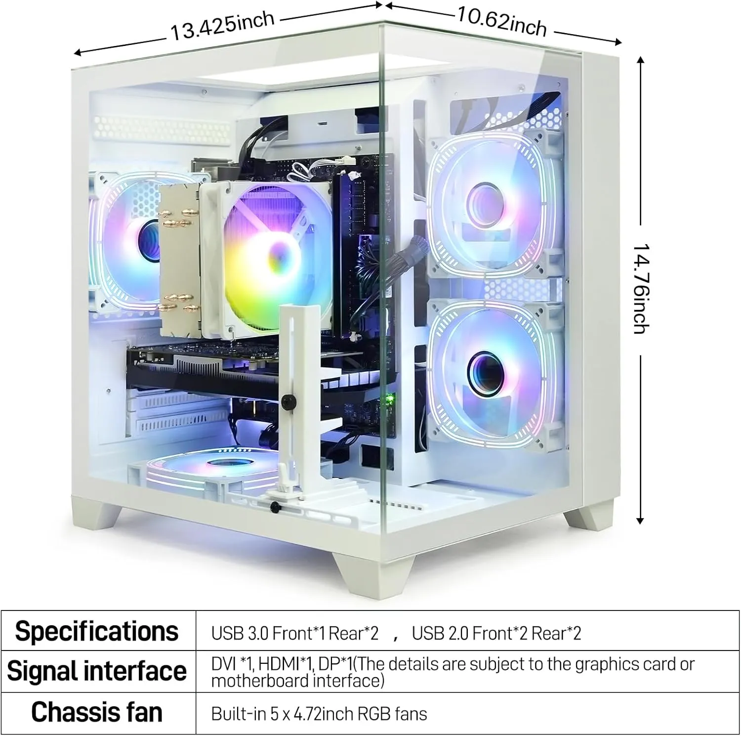 Gaming PC Desktop Intel 12th I5-12400F, 6 core 2.5GHz Desktop Computer, GeForce RTX 3050, 32G DDR4 RAM, 1TB NVME SSD, Prebuilt Tower Computer for Gaming, Home and Office (White)