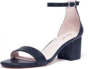 GENSHUO Women Open Toe Ankle Strap Block Chunky Low Heels Sandals for Party Prom Homecoming Dress Shoes