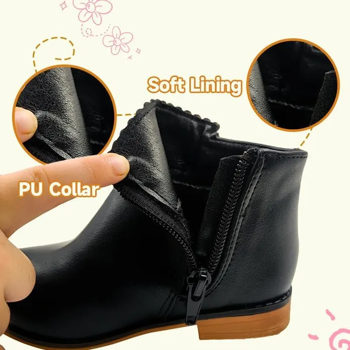 Girls Ankle Boots Fashion Boots for Girls with Zipper Short Suede Booties for Toddler/Little Kids
