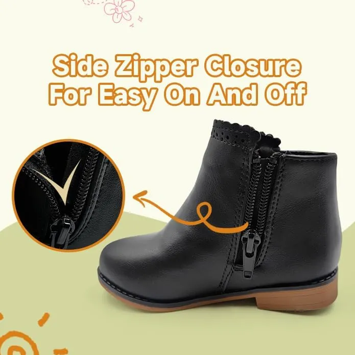Girls Ankle Boots Fashion Boots for Girls with Zipper Short Suede Booties for Toddler/Little Kids