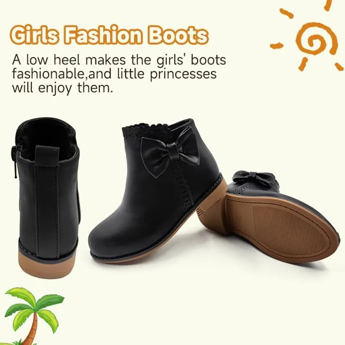 Girls Ankle Boots Fashion Boots for Girls with Zipper Short Suede Booties for Toddler/Little Kids