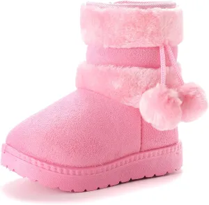 Girls Boys Snow Boots Kids Warm Winter Boots Toddler Plush Booties Fur Lined Non-Slip Shoes (Toddler/Little Kid/Big Kid)