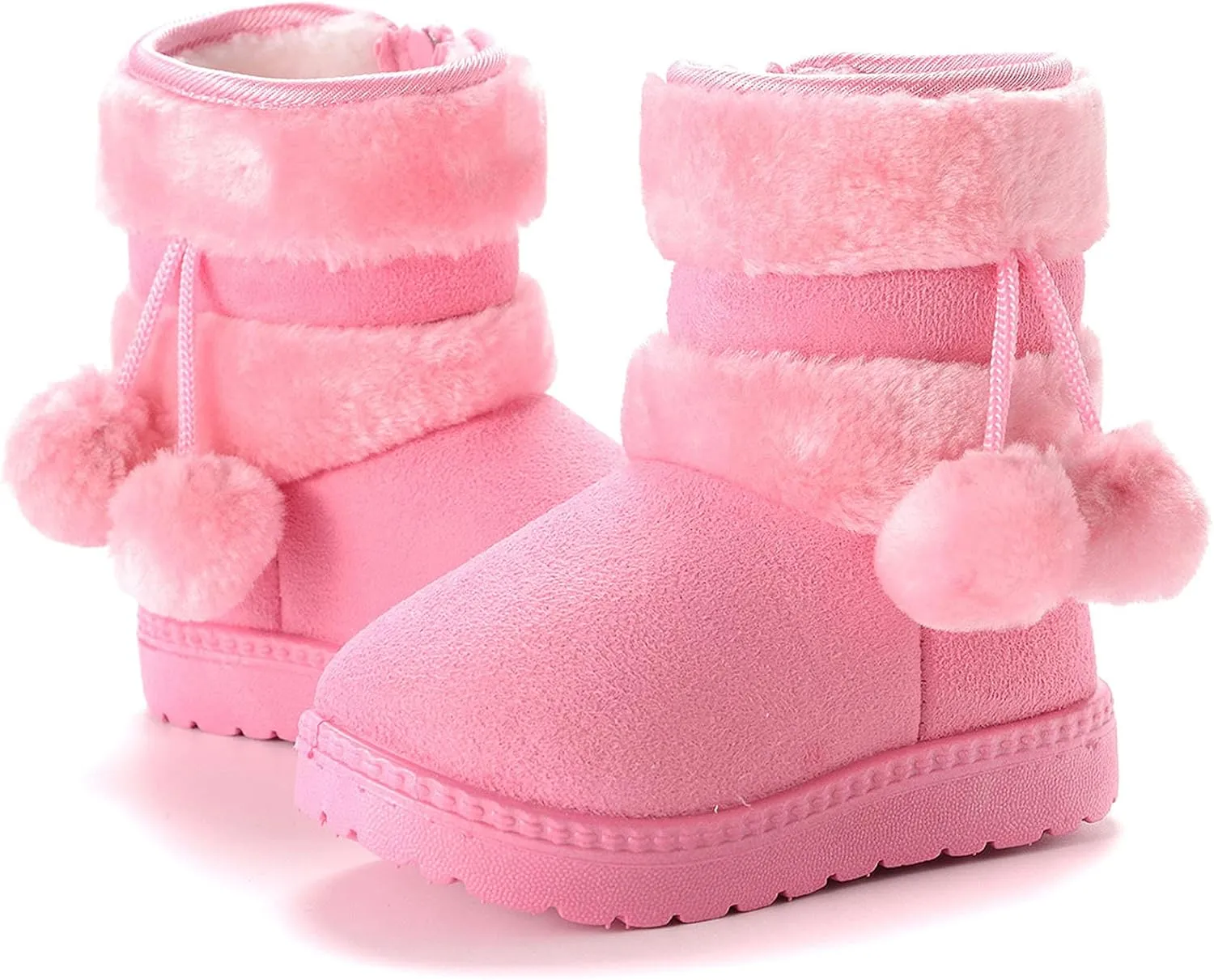 Girls Boys Snow Boots Kids Warm Winter Boots Toddler Plush Booties Fur Lined Non-Slip Shoes (Toddler/Little Kid/Big Kid)