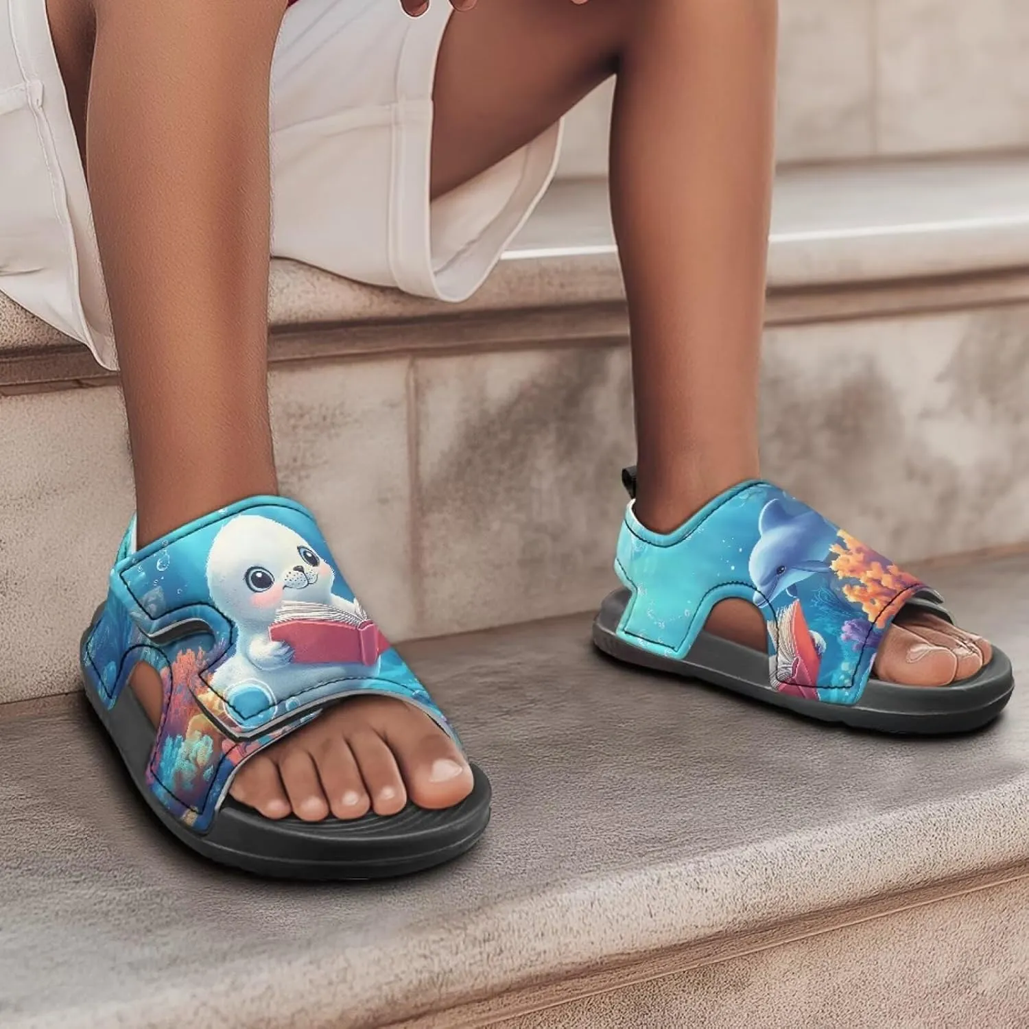 Girls Cat Sandals Cute Cartoon Kids Summer Outdoor Athletic Sport Water Sandals for School/Hiking/Beach