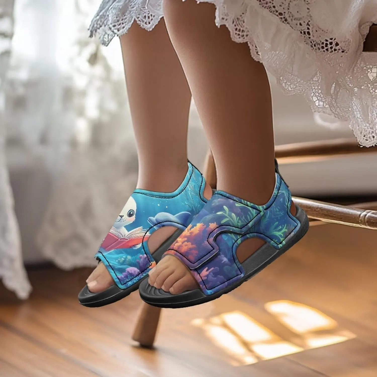 Girls Cat Sandals Cute Cartoon Kids Summer Outdoor Athletic Sport Water Sandals for School/Hiking/Beach