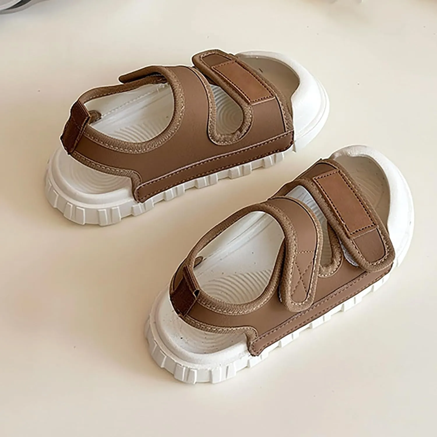 Girls Sandals Non-slip Double Adjustable Straps Lightweight Open Toe Sport Sandals Kids Soft Bottom Water Sneakers