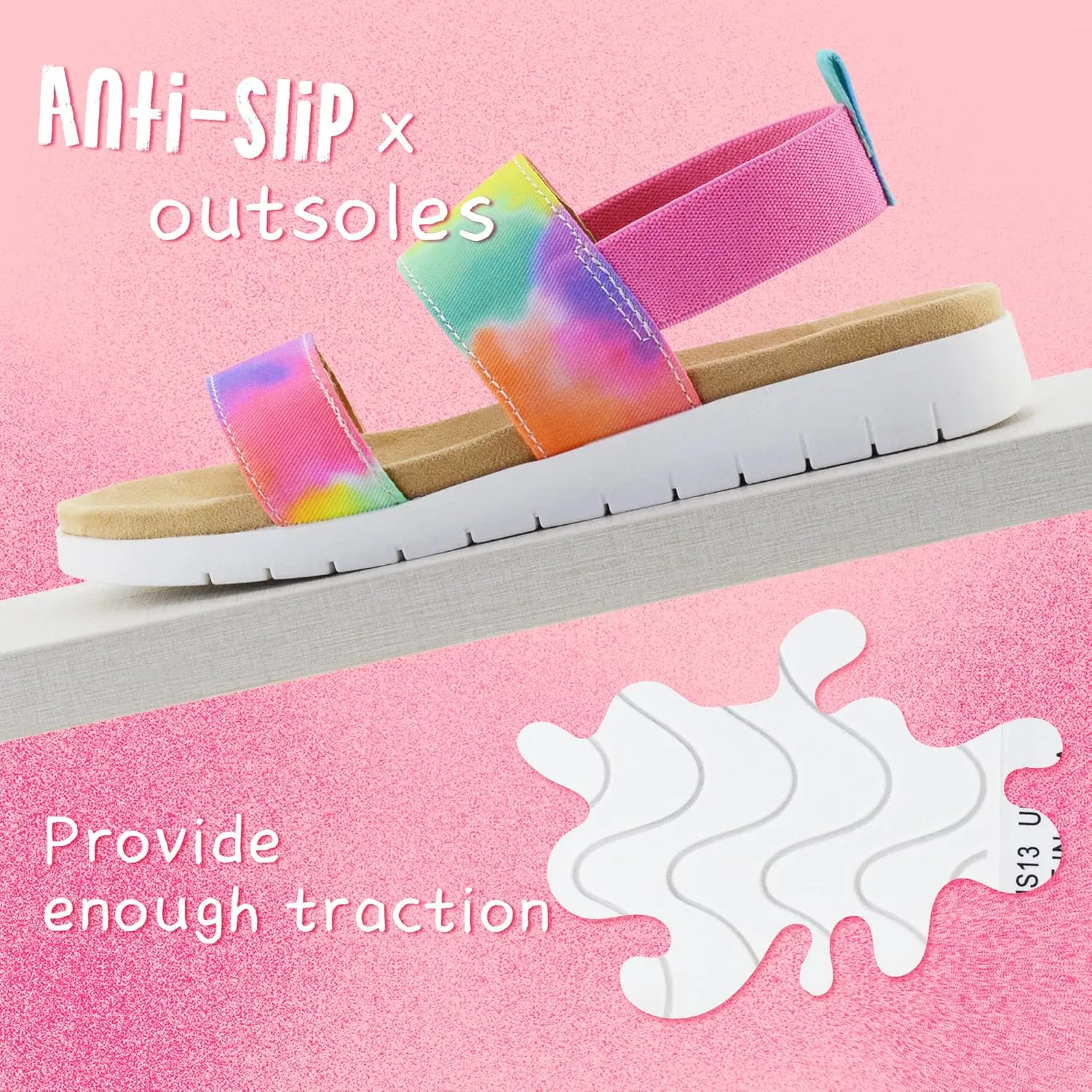 Girls Sandals Open Toe Kids Summer Flat Sandals Casual Fashion Dress Shoes with Elastic Straps