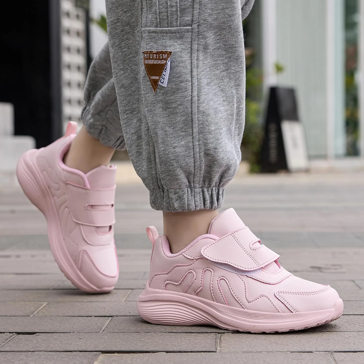 Girls Sneakers Boys Shoes Lightweight Fashion Dual Hook and Loops Kids Running Shoes