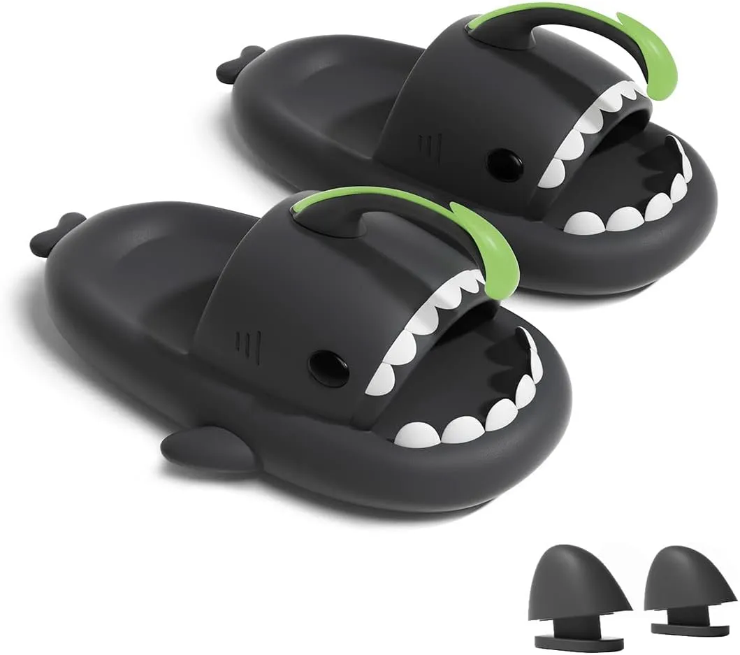Glow in The Dark Shark Slides Sandals, Super Soft Eco-Friendly EVA Material Comfortable Shoes for Women and Men Indoors & Outdoors