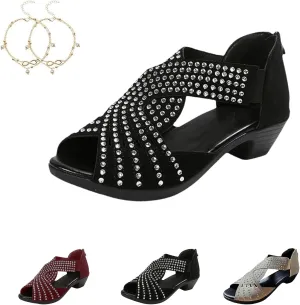 Glowstep Orthopedic Low Heel Cut-Out Sandals, Orthopedic Sandals for Women, Low Heel Cut-Out, Wide Width sandals for women Dressy Wedge