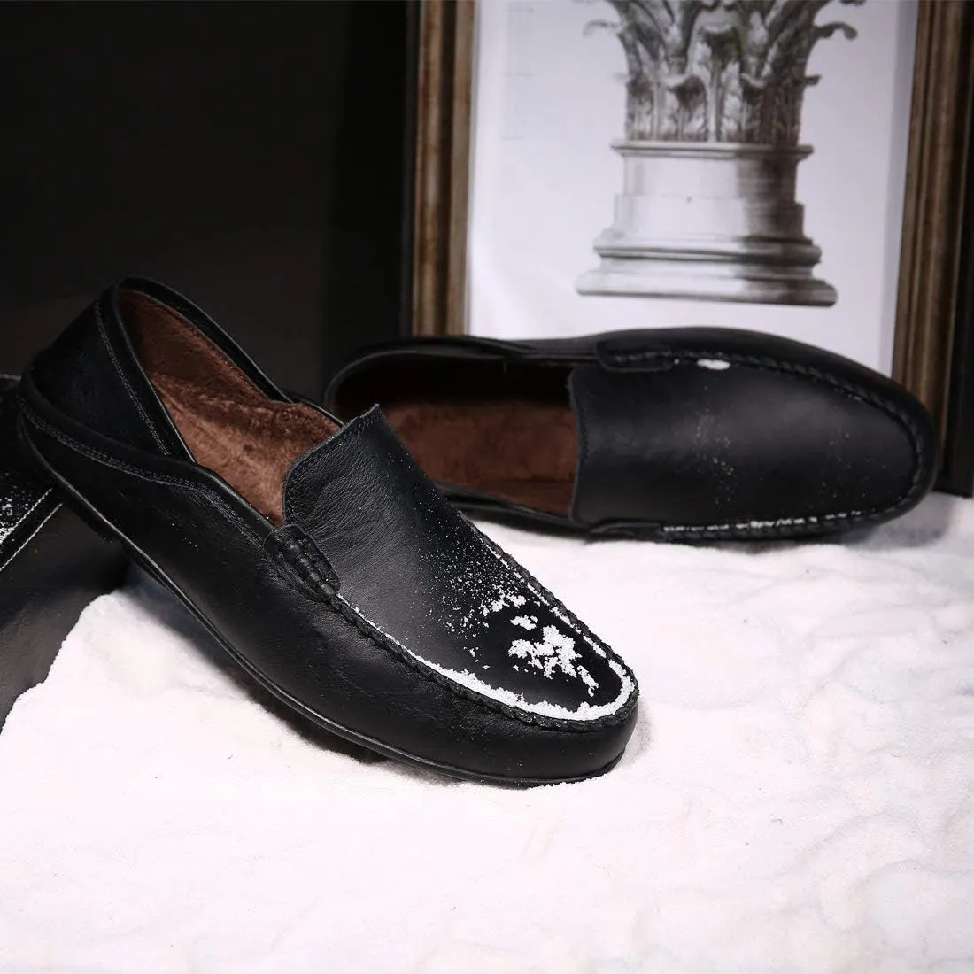 Go Tour Men's Premium Genuine Leather Casual Slip on Loafers Breathable Driving Shoes Fashion Slipper