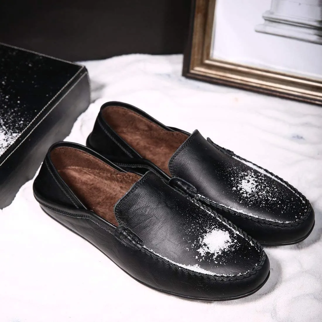 Go Tour Men's Premium Genuine Leather Casual Slip on Loafers Breathable Driving Shoes Fashion Slipper