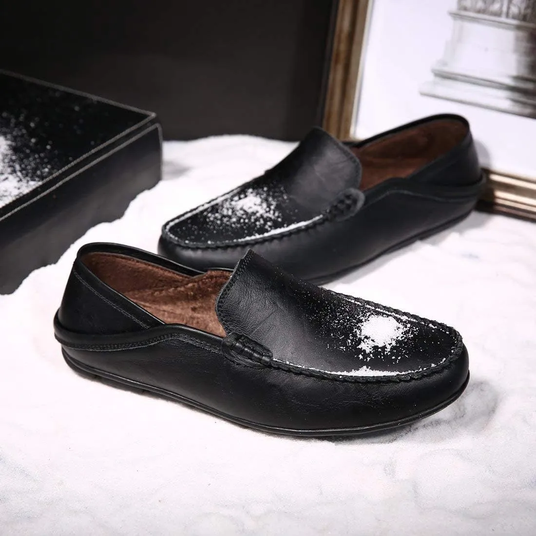 Go Tour Men's Premium Genuine Leather Casual Slip on Loafers Breathable Driving Shoes Fashion Slipper