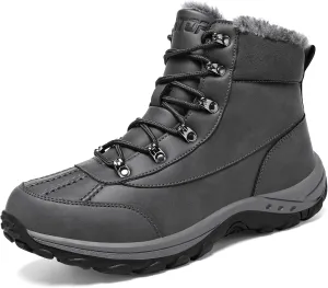 GoodValue Men's Snow Boots Waterproof Insulated Warm Fur Lined Winter Duck Boot Non-slip Outdoor Ankle Mid-top Cold Weather Shoes Work Hiking Trekking