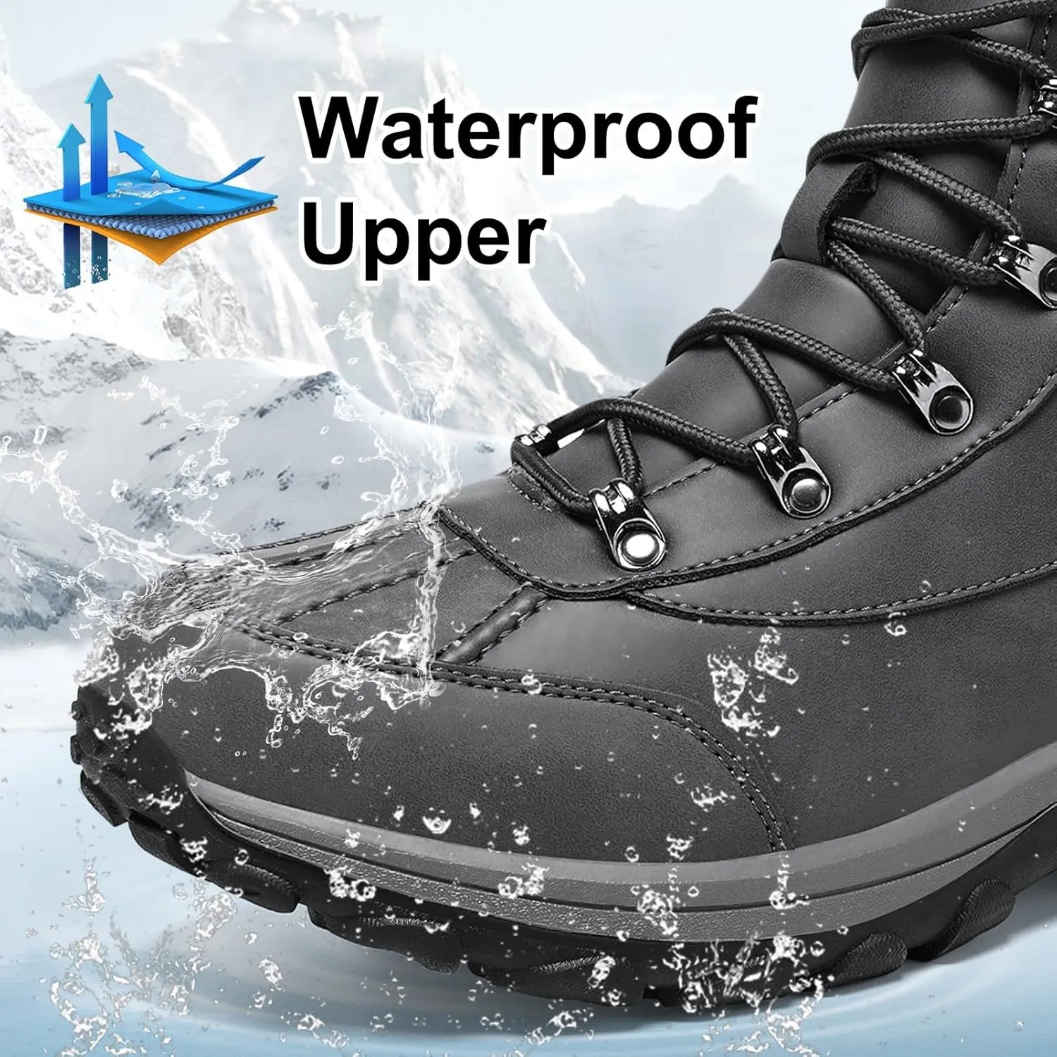 GoodValue Men's Snow Boots Waterproof Insulated Warm Fur Lined Winter Duck Boot Non-slip Outdoor Ankle Mid-top Cold Weather Shoes Work Hiking Trekking