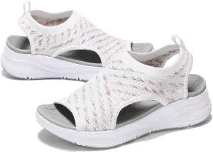 GoodValue Womens Comfortable Orthopedic Sandals Arch Support Ladies Walking Sport Athletic Sandals Open Toe Slip On Plantar Fasciitis Platform Dress Sandal 2 Inches Heel