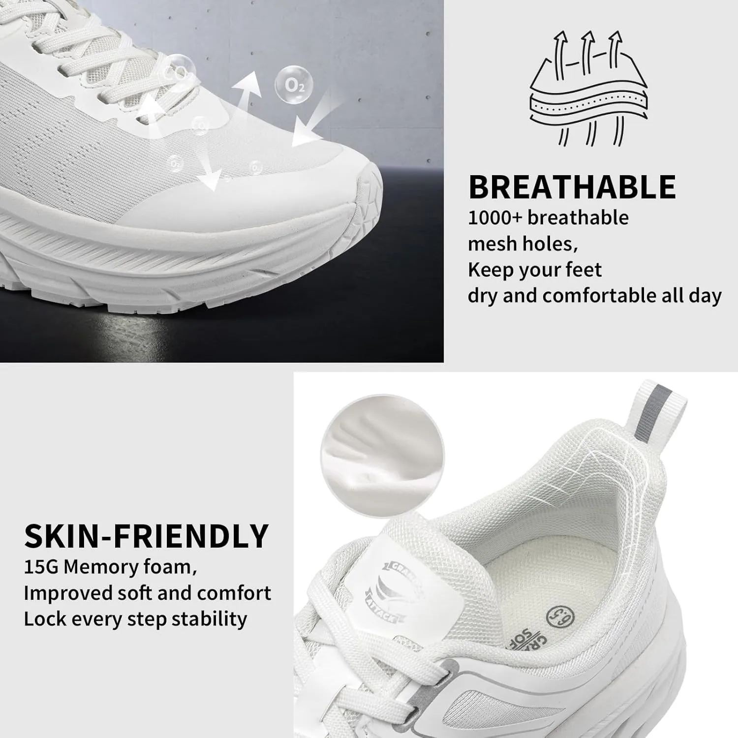 Grand Attack Men's Road Running Walking Shoes | Max Cushioned Comfort | Durable Non-Slip | Breathable Athletic Tennis Cross-Training Sneakers