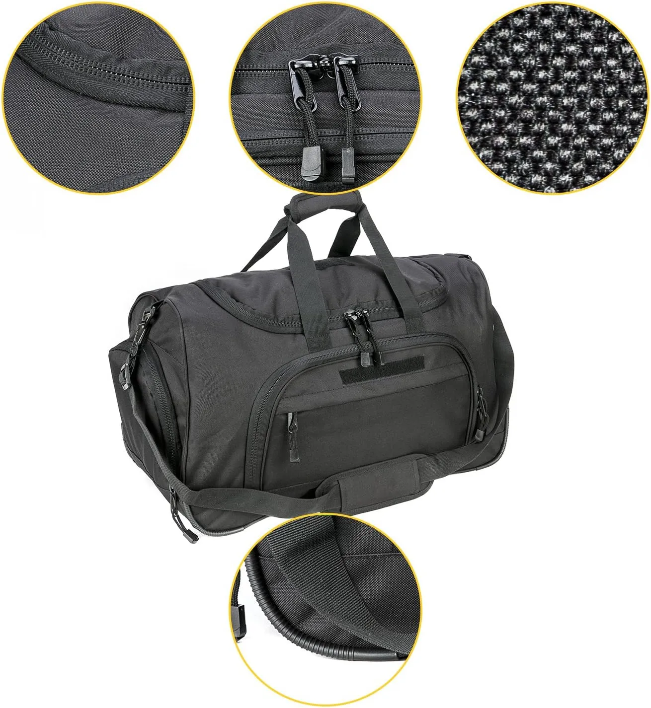 Greencity Gym Bag Travel Duffel Bag Sports Tote Tactical Army Weekender Work Out Bags for Women & Men Lightweight Waterproof Shoe Pocket,Black 21.2 Inch