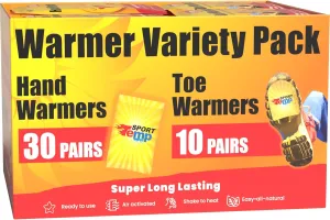 Hand & Toe Warmers - Variety Pack, 30 Pairs Hand Warmers, 10 Pairs Toe Warmers With Adhesive - Safe, Easy, All Natural - Air Activated, Body, Hands & Toes -Odorless Hot Hand & Toe Warmer - Sport Temp