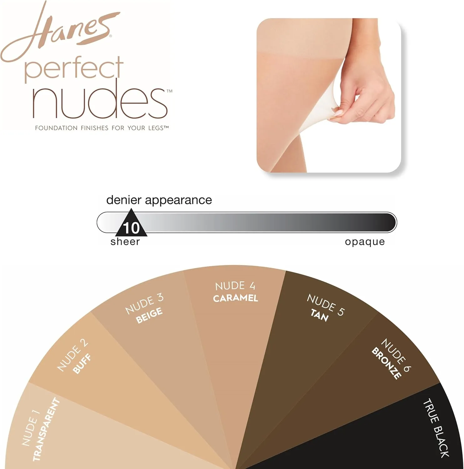 Hanes Perfet Nudes Pantyhose, Control Top, Ultra Sheer, Sheer Toe