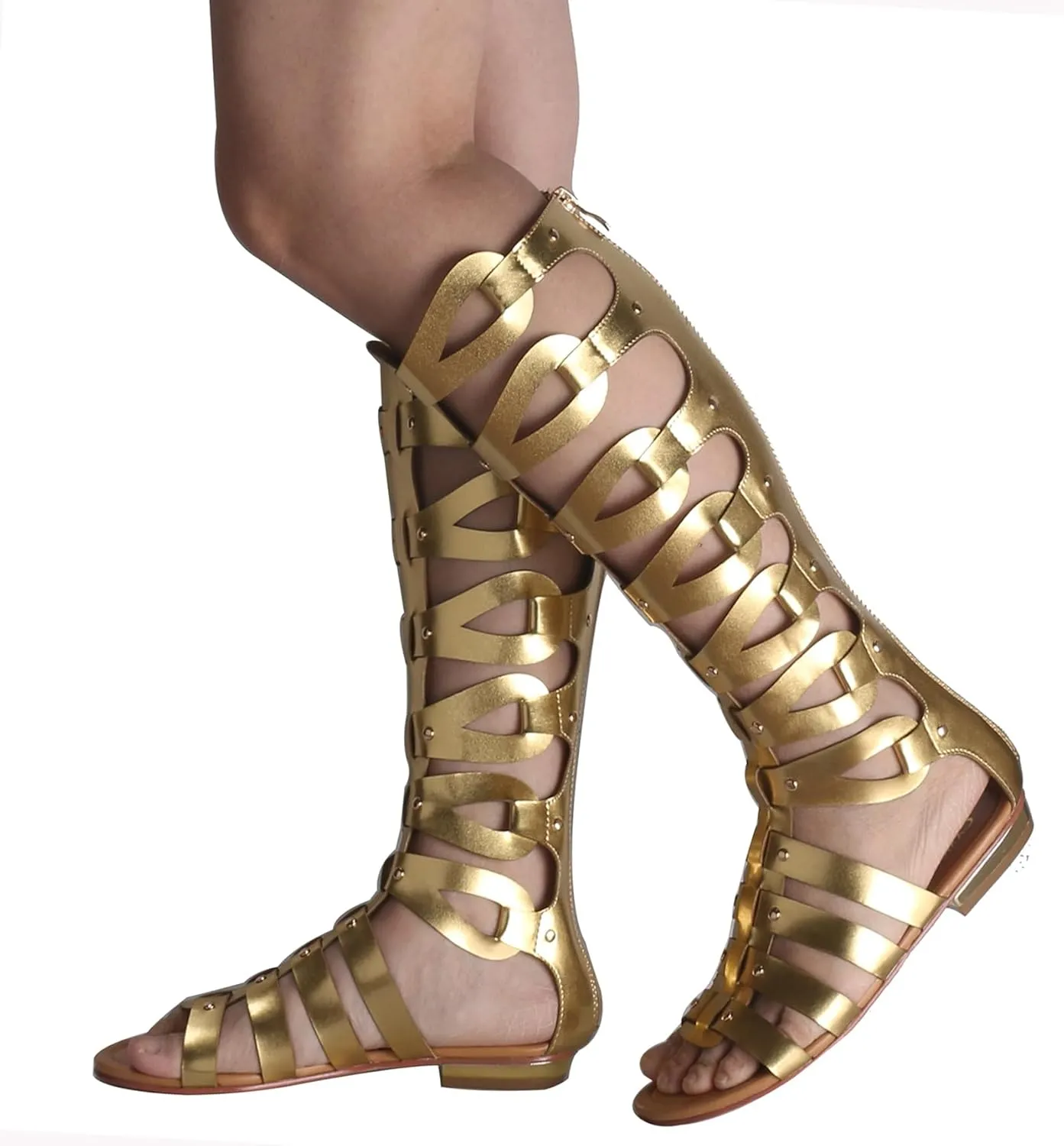 Hanfike Knee High Sandals for Women Gladiator Cut Out Summer Roman Boots
