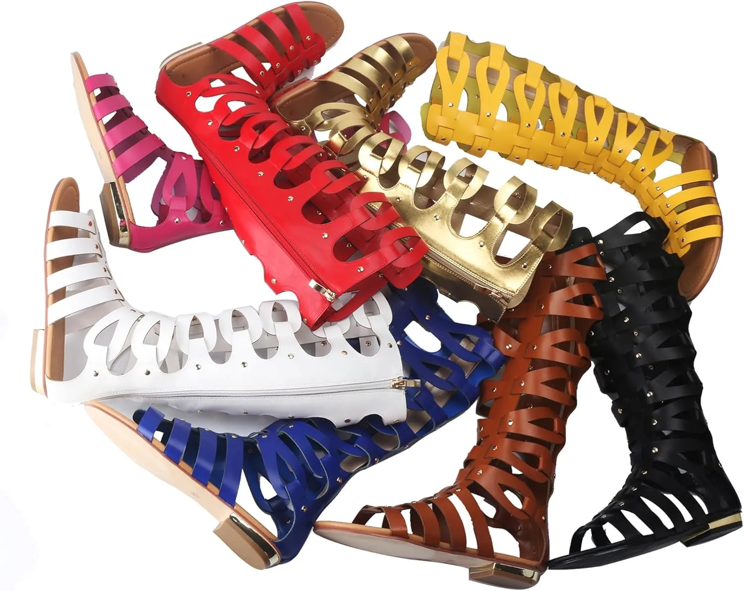 Hanfike Knee High Sandals for Women Gladiator Cut Out Summer Roman Boots